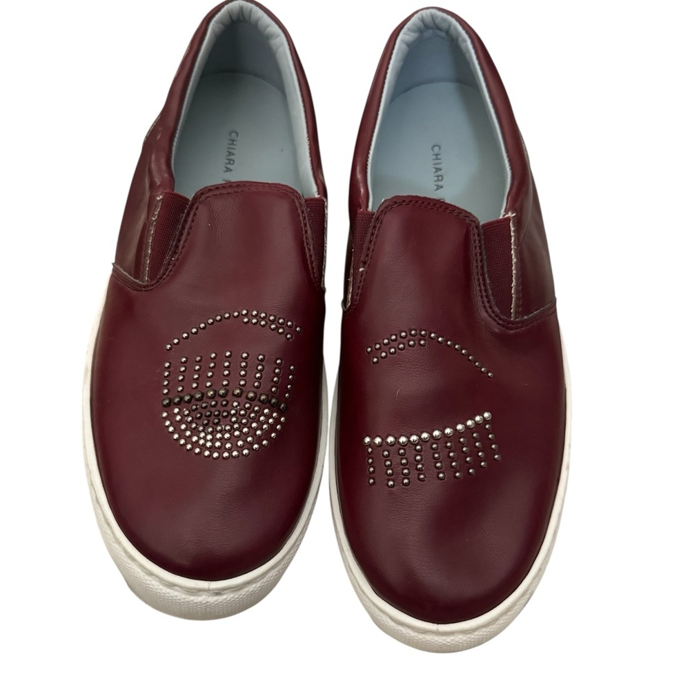 Chiara Ferragni Red Rhinestone Slip-On Sneakers